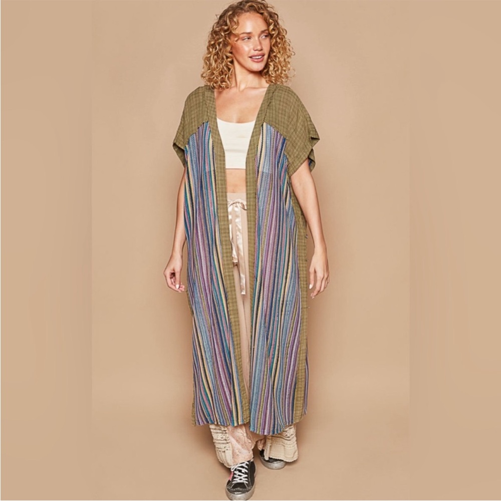 ◾️POL Striped Multicolour Bohemian Kimono